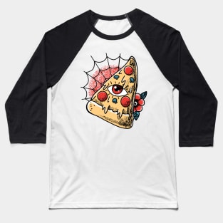 Pizza Monster Tattoo Graphic Baseball T-Shirt